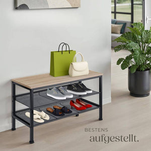 Schuhregal Derry Industrial Holz hell, Eiche Sonoma