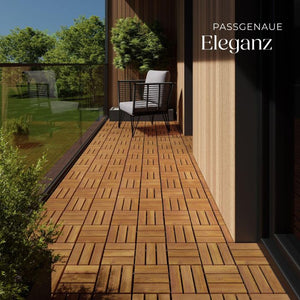 Terrassenfliesen Tabula Akazienholz 12 Lamellen braun 31 x 31 cm, 40 Stück