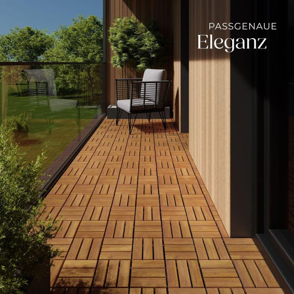 Terrassenfliesen Tabula Akazienholz 12 Lamellen braun 31 x 31 cm, 40 Stück