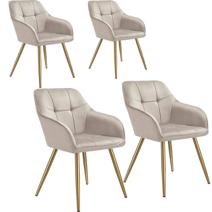 Esszimmerstuhl Marilyn taupe/gold 4er Set