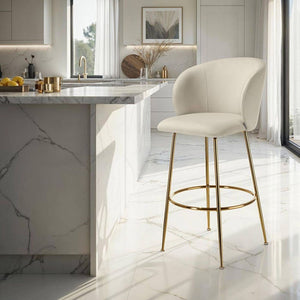 Sedia da bar Luana crema/oro set da 2 