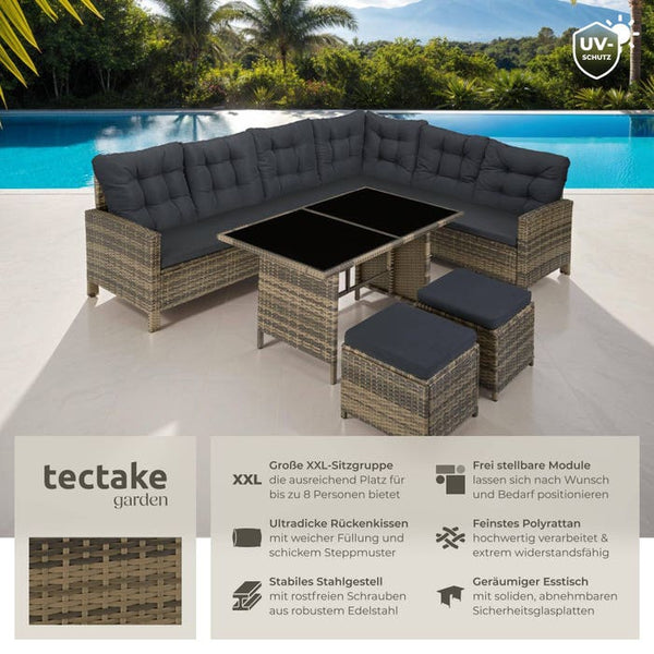 Rattan Lounge Barletta natur/dunkelgrau