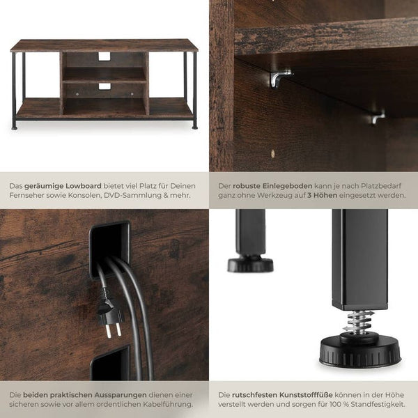 TV-Regal Austin Industrial Holz dunkel, rustikal 110 cm
