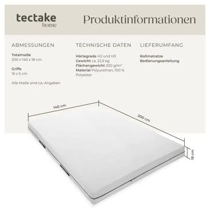 Matratze Sky 2in1 Härtegrad H2 und H3 weiss 140 x 200 cm