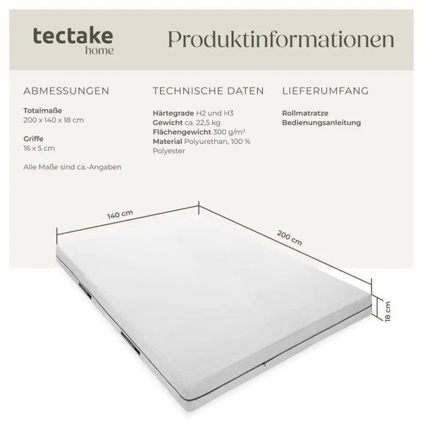 Matratze Sky 2in1 Härtegrad H2 und H3 weiss 140 x 200 cm
