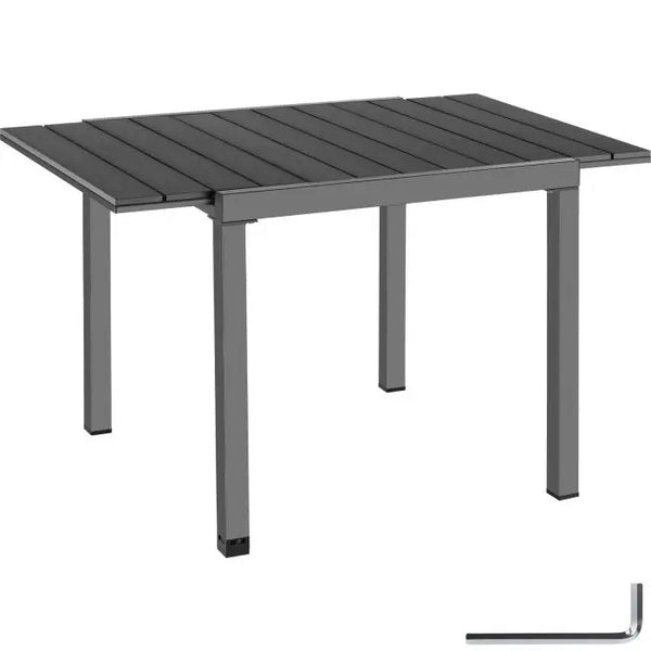 Gartentisch Inca Aluminium ausziehbar Holzoptik schwarz 80 x 80 (120) cm