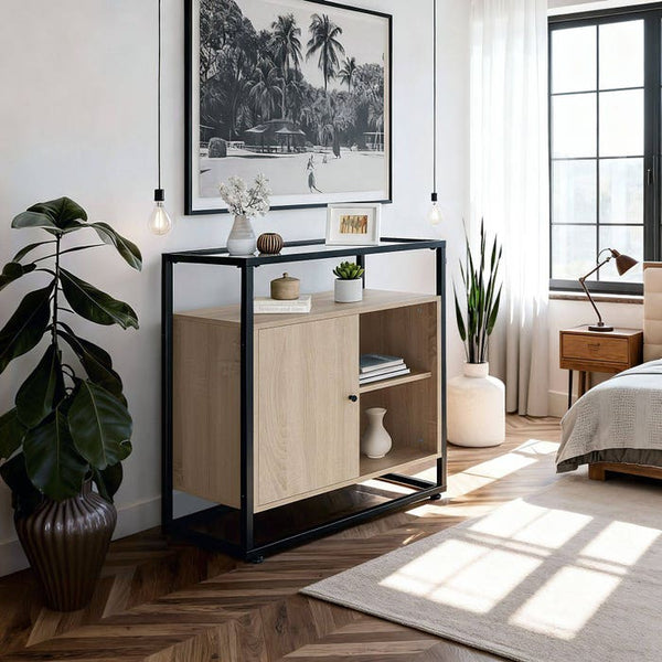 Kommode Conventry 70x38x80,5cm Industrial Holz hell, Eiche Sonoma