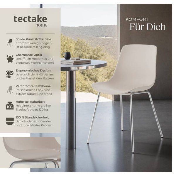 Kunststoffstuhl Mave taupe/chrom 6er Set