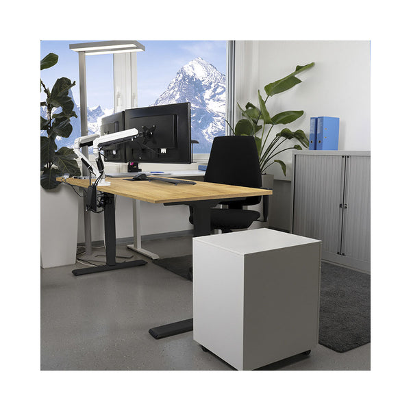 CONTINI höhenverstellbarer Bürotisch 1.4x0.8m Eiche / Gestell ET225E schwarz RAL 9005