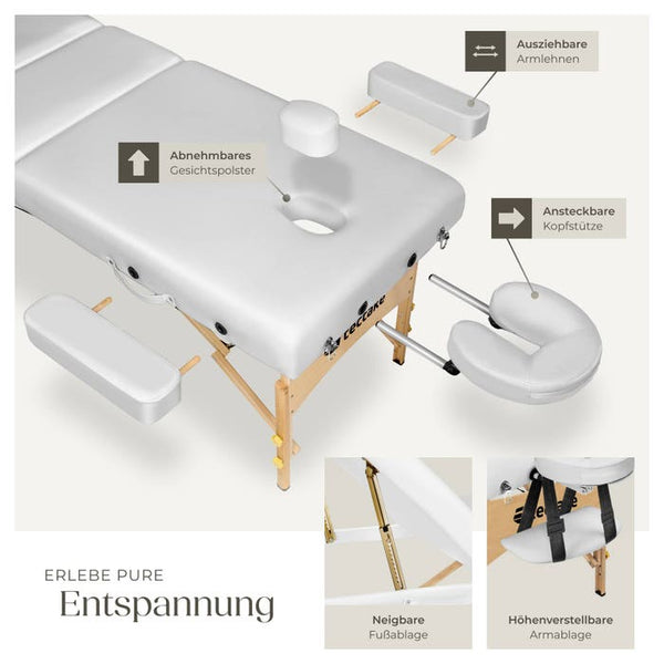 3 Zonen Massageliege weiss
