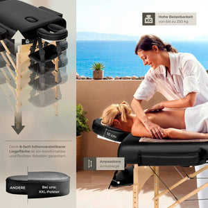 3 Zonen Massageliege schwarz
