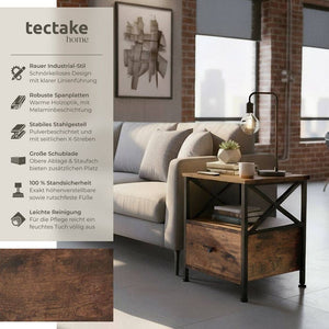 Nachttisch Falkirk Industrial Holz dunkel, rustikal