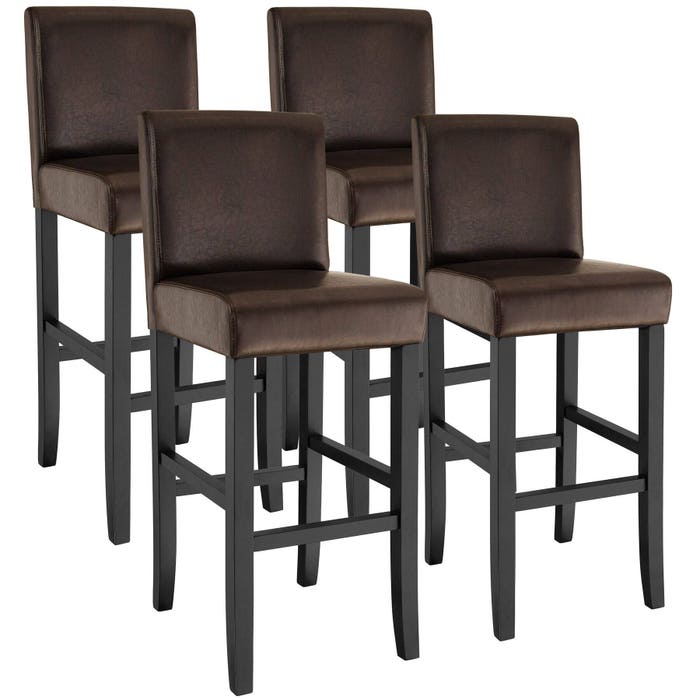 4 Barhocker aus Kunstleder braun