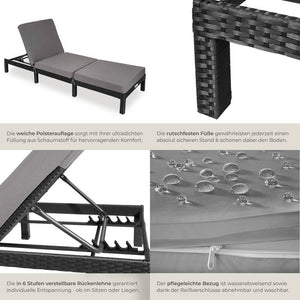 Rattan Sonnenliege Sofia schwarz