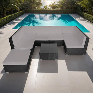 Rattan Lounge Venedig - schwarz/grau