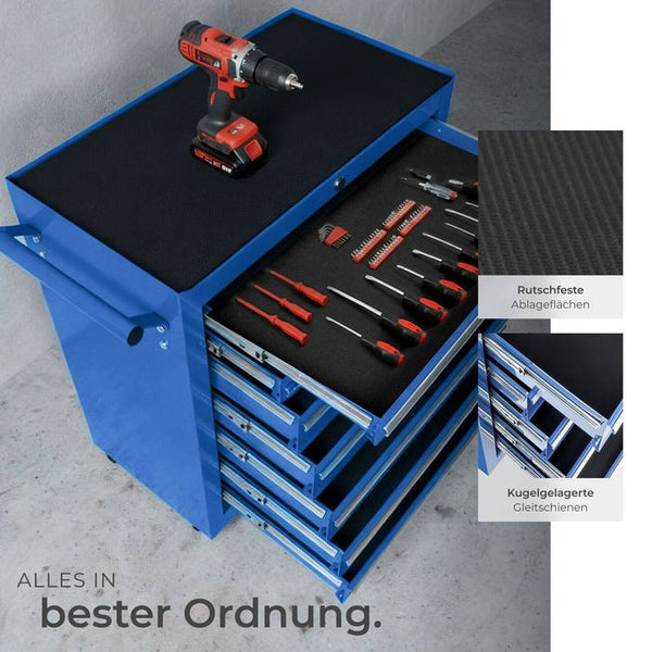 Werkzeugwagen mit 7 Schubladen, blau