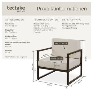 Garten-Loungesessel Comosa 2er Set