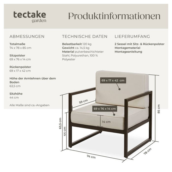 Garten-Loungesessel Comosa 2er Set