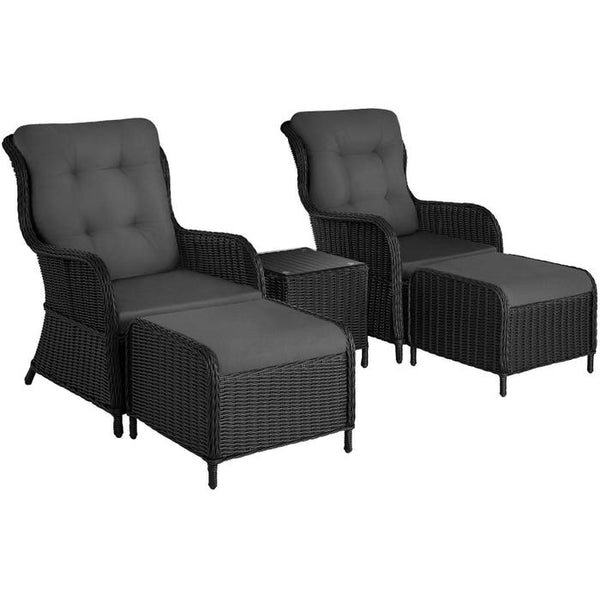 Rattan Sitzgruppe Benissa schwarz/grau