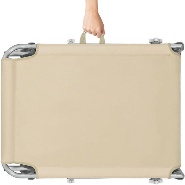 2 lettini da giardino, 4 livelli, con poggiatesta, beige