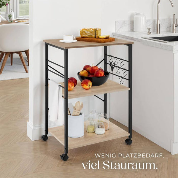 Servierwagen Rugby 65,5x45,5x88,5cm Industrial Holz hell, Eiche Sonoma