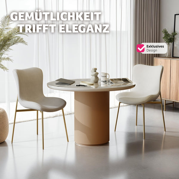 Polsterstuhl Tessa Samt beige/gold 2er Set