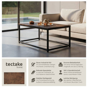 Couchtisch Lynch Industrial Holz dunkel, rustikal