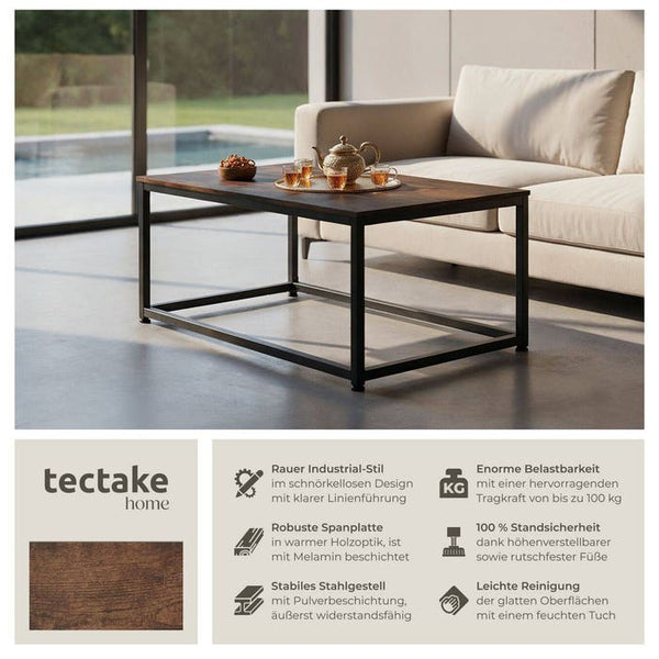 Couchtisch Lynch Industrial Holz dunkel, rustikal