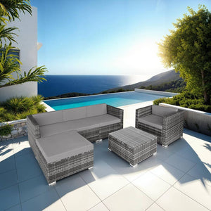 Rattan Lounge Milano grau