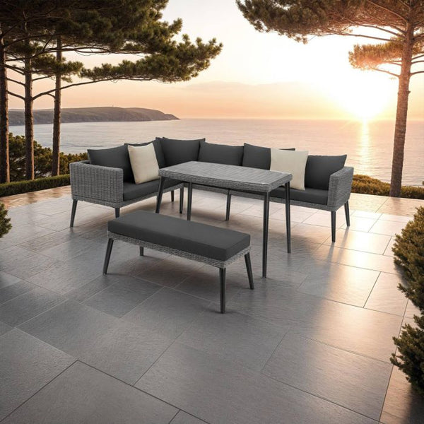 Aluminium Rattan Lounge Lounge Pula grau