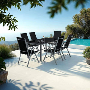 4 Aluminium Gartenstühle, schwarz/anthrazit