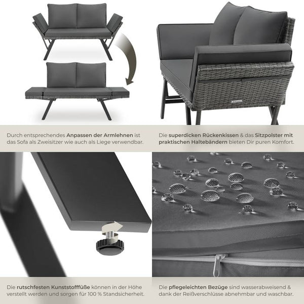 Rattan-Loungesofa Sintra grau