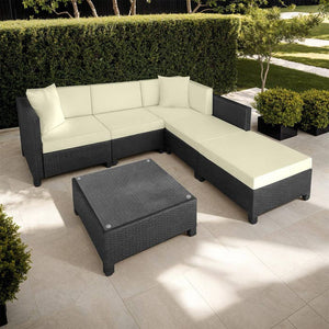 Aluminium Rattan Lounge schwarz
