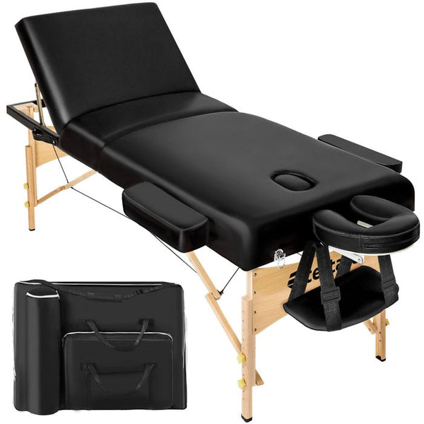 3 Zonen Massageliege schwarz