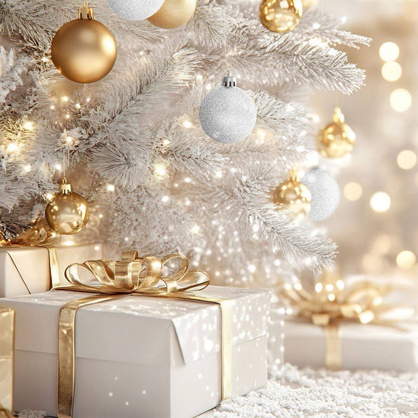 24er Set Weihnachtskugeln weiss/gold