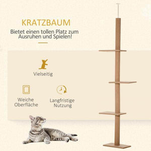 Kratzbaum Katzenbaum Kletterbaum Höhenverstellbar Hellbraun 43 x 27 x 228-260 cm