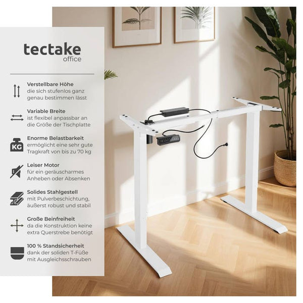 Telaio del tavolo regolabile elettricamente in altezza con funzione di memoria. Bianco