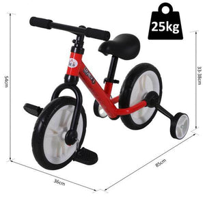 Laufrad Kinderfahrrad Lauflernrad 2-in-1 Stützräder Pedale 2-5 Jahre PP Rot