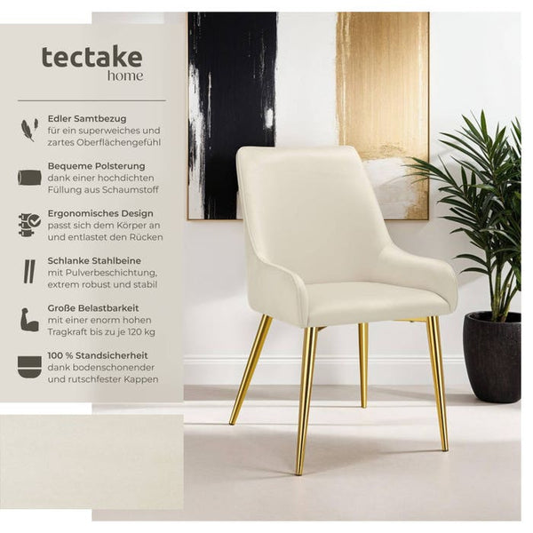 Polsterstuhl Avane, Samtoptik, Belastbarkeit 120 kg beige 4er Set