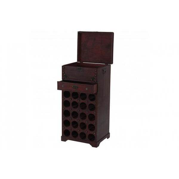 Weinregal Calvados Regal Holzregal Kolonialstil mit Schublade
