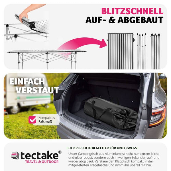 Camping Klapptisch inkl. Tasche, 140x70x70cm