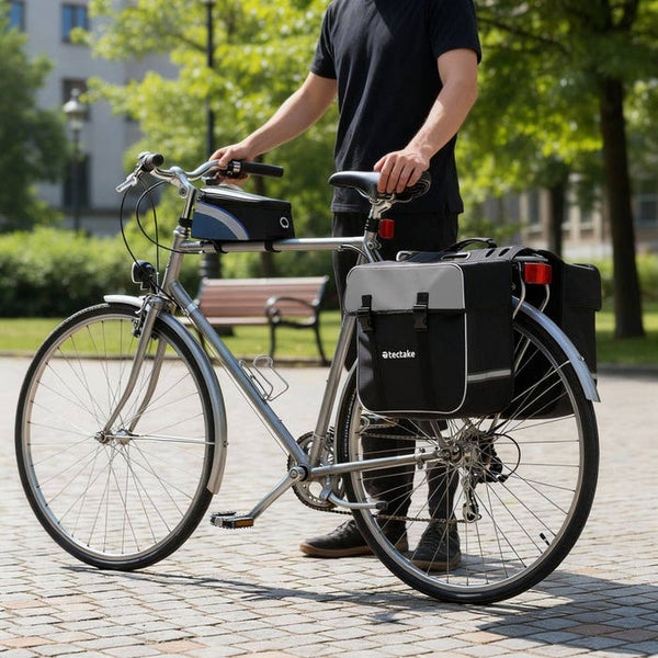 Set Fahrradtasche Georg und Fahrradrahmentasche schwarz/blau 20 x 9,5 x 10 cm