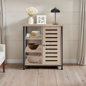 Sideboard Industrial Holz hell, Eiche Sonoma Türanschlag rechts