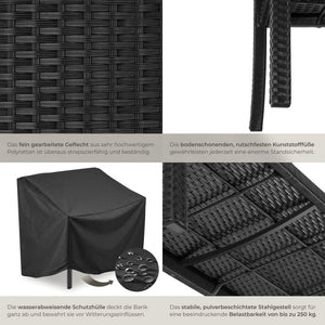 Rattan-Gartenbank Murat 2-Sitzer wetterfest schwarz