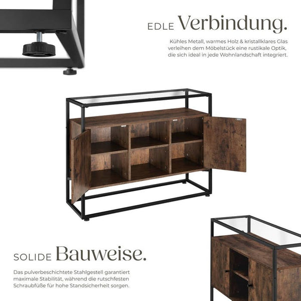 Sideboard Oldham 100x38x80,5cm Industrial dunkelbraun