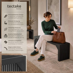 Sitzbank Ribb Lamellenoptik schwarz 104 x 35 x 43 cm