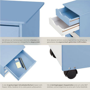Rollcontainer aus Holz, blau