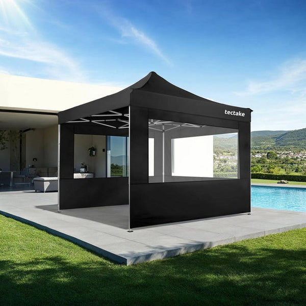 Faltbarer Garten Pavillon 3x3m mit 4 Seitenteilen schwarz