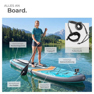 Stand-Up Paddle Board 2in1 Palagios türkis/orange 320 cm mit Kamerahalterung