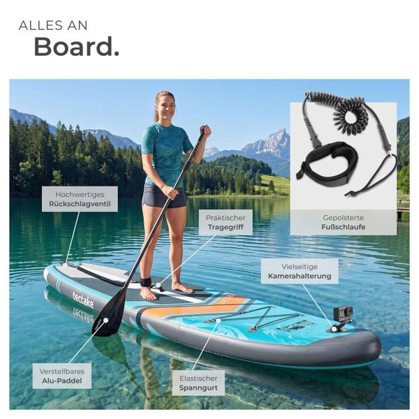 Stand-Up Paddle Board 2in1 Palagios türkis/orange 320 cm mit Kamerahalterung